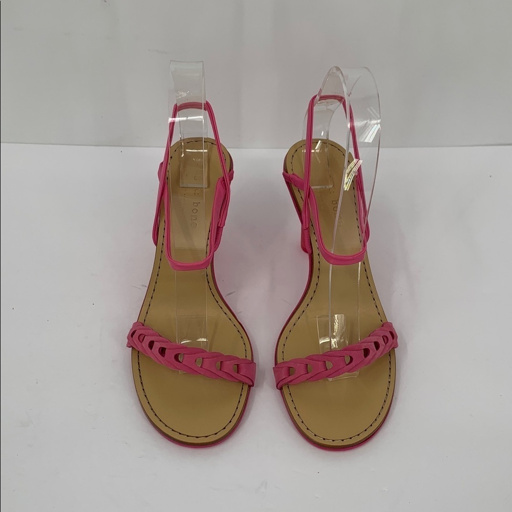 Rag & Bone Infinity leather sandal shoe strappy heel pink slingback new 37.5 7 - Picture 3 of 6